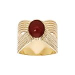 Bague plaqué or croisée avec pierre rouge Bague plaqué or croisée avec pierre rouge