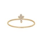 Bague plaqu or croix oxydes blancs sertis