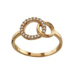 Bague plaqué or double cercle entrelacé pierres blanches Bague plaqué or double cercle entrelacé pierres blanches