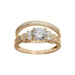 Bague plaqué or duo oxydes blancs sertis Bague plaqué or duo oxydes blancs sertis