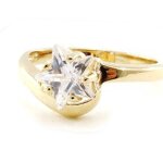 Bague plaqu or  etoile crative  blanc