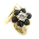 Bague plaqu or  fleur de cristal  saphir
