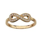 Bague plaqué or forme huit (infini) pierres blanches Bague plaqué or forme huit (infini) pierres blanches