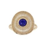 Bague plaqué or forme ronde pierre lapis lazuli véritable Bague plaqué or forme ronde pierre lapis lazuli véritable