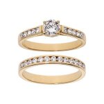 Bague plaqué or grand diamètre double anneau rail pierres blanches avec 1 solitaire blanc Bague plaqué or grand diamètre double anneau rail pierres blanches avec 1 solitaire blanc