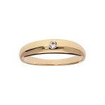 Bague plaqu or grand diamtre jonc anglais 5mm 1 oxyde blanc serti