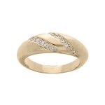 Bague plaqu or jonc bomb oxydes blancs sertis