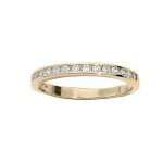 Bague plaqu or massif demi alliance oxydes blancs serti rail