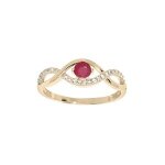 Bague plaqué or oxydes rouge et blancs sertis Bague plaqué or oxydes rouge et blancs sertis