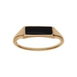 Bague plaqu or petite chevalire pav forme rectangulaire onyx imitation sertis