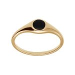 Bague plaqu or petite chevalire pav forme rond onyx imitation