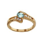 Bague plaqué or pierre centrale bleue avec pierres blanches Bague plaqué or pierre centrale bleue avec pierres blanches