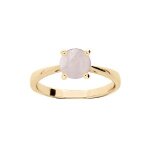 Bague plaqué or pierre véritable quartz rose 6, 5mm Bague plaqué or pierre véritable quartz rose 6, 5mm