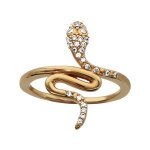 Bague plaqu or serpent pierres blanches