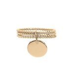 Bague plaqu or triple anneaux boules avec pastille