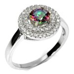 Bague quartz arc en ciel . argent 925