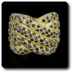 Bague saphir bleu argent 925 + plaqu or jaune