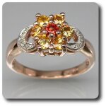 Bague saphir & diamant argent 925 + plaqué or rose Bague saphir & diamant argent 925 + plaqué or rose