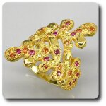 Bague saphir & rubis argent 925 + plaqu or