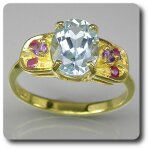 Bague topaze rubis & amethyste argent 925 + plaqué or jaune Bague topaze rubis & amethyste argent 925 + plaqué or jaune