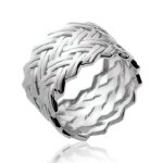 Bague tube large osier femme - argent 925 / 000 massif rhodi