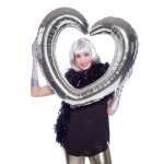 Ballon cadre en forme de coeur argent taille unique