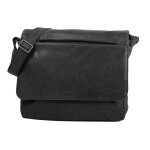 Besace katana a4  bandoulire en cuir de vachette vieilli k 21164 - noir
