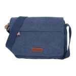 Besace katana toile garnie cuir de vachette - bleu