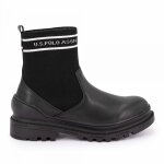 Bottines chaussettes bi mati�re avec liser� blanc logo semelle �paisse noir t36 - 41 femme us polo - ...