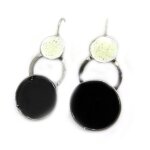 Boucles créateur arlequin noir beige paillettes Boucles créateur arlequin noir beige paillettes