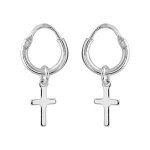 Boucles d'oreille argent petite créole motif croix Boucles d'oreille argent petite créole motif croix