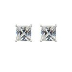 Boucles d'oreilles argent et pierres carres blanches fermoir tige