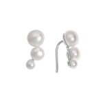 Boucles d'oreilles argent rhodi 3 perles d'eau douce chemin d'oreille