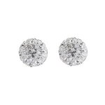 Boucles d'oreille argent rhodié boules pierres blanches Boucles d'oreille argent rhodié boules pierres blanches