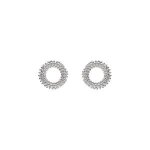 Boucles d'oreilles argent rhodi� claire rond evid� perl�