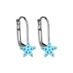 Boucles d'oreille argent rhodi dormeuse toile de mer bleue