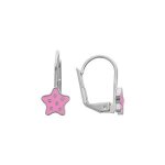 Boucles d'oreilles argent rhodi dormeuse toile a poids rsine rose