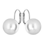 Boucles d'oreilles argent rhodi dormeuse perle imitation 12mm blanche