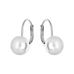 Boucles d'oreilles argent rhodi dormeuse perle imitation 8mm blanche