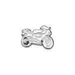 Boucle d'oreille argent rhodi pour homme moto route