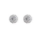 Boucles d'oreille argent rhodié petite boule pierres blanches Boucles d'oreille argent rhodié petite boule pierres blanches