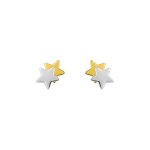 Boucles d'oreilles bicolores enfant - or 9 carats - etoile
