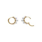 Boucles d'oreilles crole argent dor articule perle blanche imitation