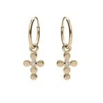 Boucles d'oreilles créole plaqué or croix 1 oxyde blanc serti Boucles d'oreilles créole plaqué or croix 1 oxyde blanc serti