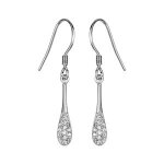 Boucles d'oreille crochet argent rhodi goutte oxydes blancs sertis