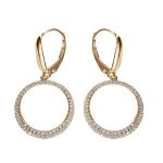 Boucles d'oreilles dormeuse argent dor� cercle evid� oxydes blancs