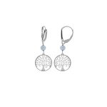 Boucles d'oreilles dormeuse argent rhodié arbre de vie 15mm et boule jade bleu ciel véritable Boucles d'oreilles dormeuse argent rhodié arbre de vie 15mm et boule jade bleu ciel véritable