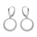 Boucles d'oreilles dormeuse argent rhodi� cercle evid� oxydes blancs