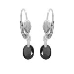 Boucles d'oreilles dormeuse argent rhodi goutte oxyde noir fonc facet