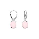 Boucles d'oreilles dormeuse argent rhodi� oxyde ovale 10 x 7. 5mm rose opaque